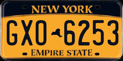 NY license plate GXO6253