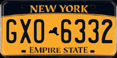 NY license plate GXO6332