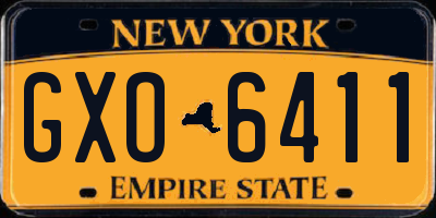 NY license plate GXO6411