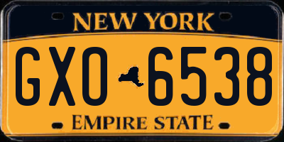 NY license plate GXO6538