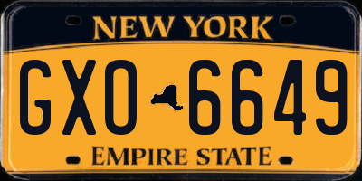 NY license plate GXO6649