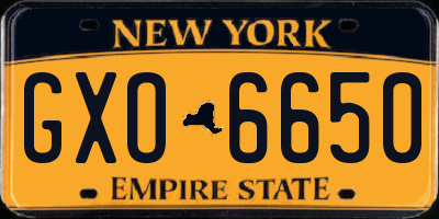 NY license plate GXO6650