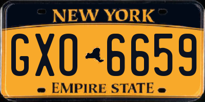 NY license plate GXO6659