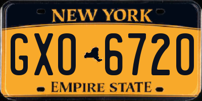 NY license plate GXO6720