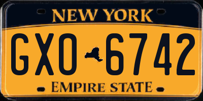 NY license plate GXO6742