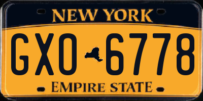 NY license plate GXO6778