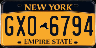 NY license plate GXO6794