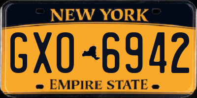 NY license plate GXO6942