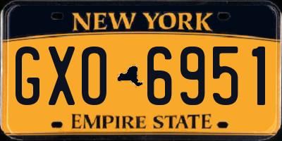 NY license plate GXO6951