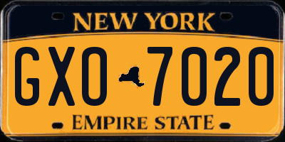 NY license plate GXO7020