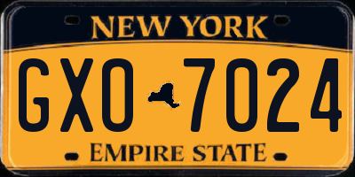 NY license plate GXO7024