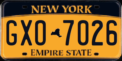 NY license plate GXO7026