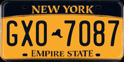 NY license plate GXO7087