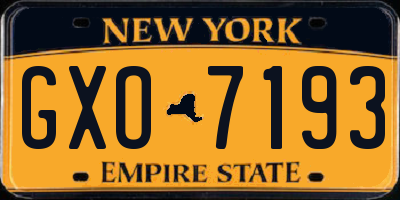 NY license plate GXO7193