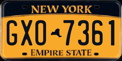 NY license plate GXO7361