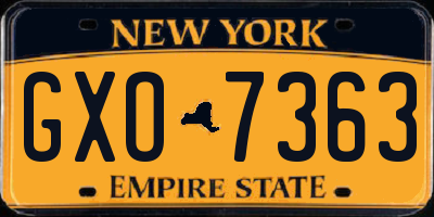 NY license plate GXO7363