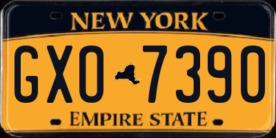NY license plate GXO7390