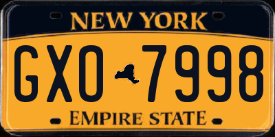NY license plate GXO7998