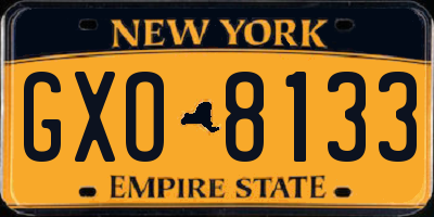 NY license plate GXO8133