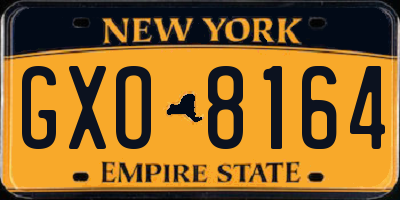 NY license plate GXO8164