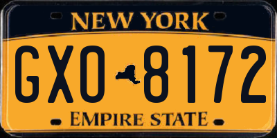 NY license plate GXO8172