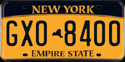 NY license plate GXO8400