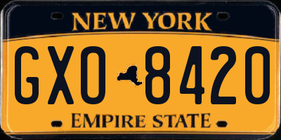 NY license plate GXO8420