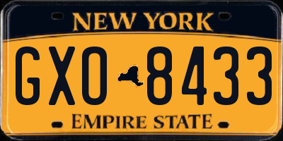 NY license plate GXO8433