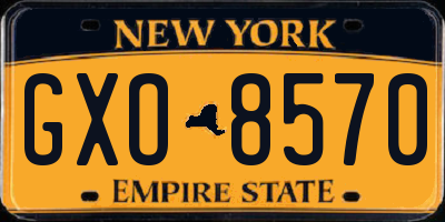 NY license plate GXO8570