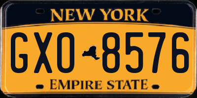 NY license plate GXO8576