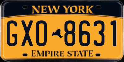 NY license plate GXO8631
