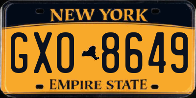 NY license plate GXO8649
