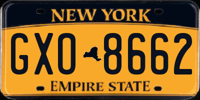 NY license plate GXO8662