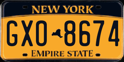 NY license plate GXO8674