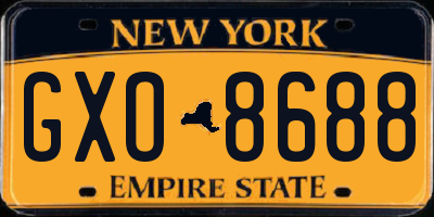 NY license plate GXO8688