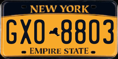 NY license plate GXO8803