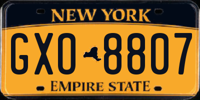 NY license plate GXO8807
