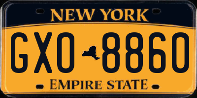NY license plate GXO8860