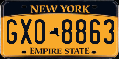 NY license plate GXO8863