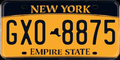 NY license plate GXO8875