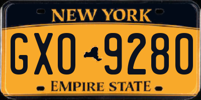 NY license plate GXO9280