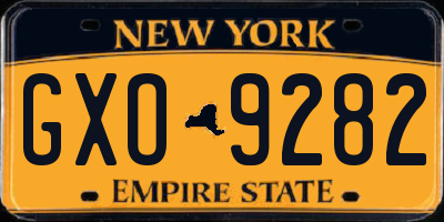 NY license plate GXO9282