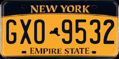 NY license plate GXO9532