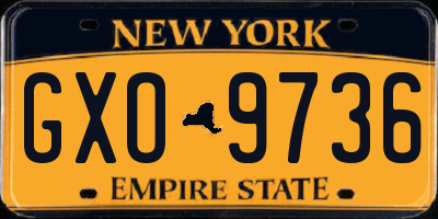 NY license plate GXO9736