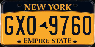 NY license plate GXO9760