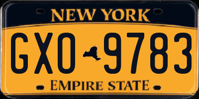 NY license plate GXO9783