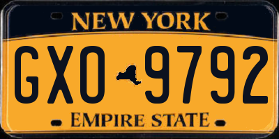 NY license plate GXO9792