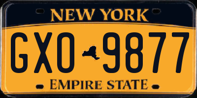 NY license plate GXO9877