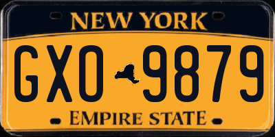 NY license plate GXO9879