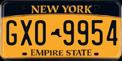 NY license plate GXO9954